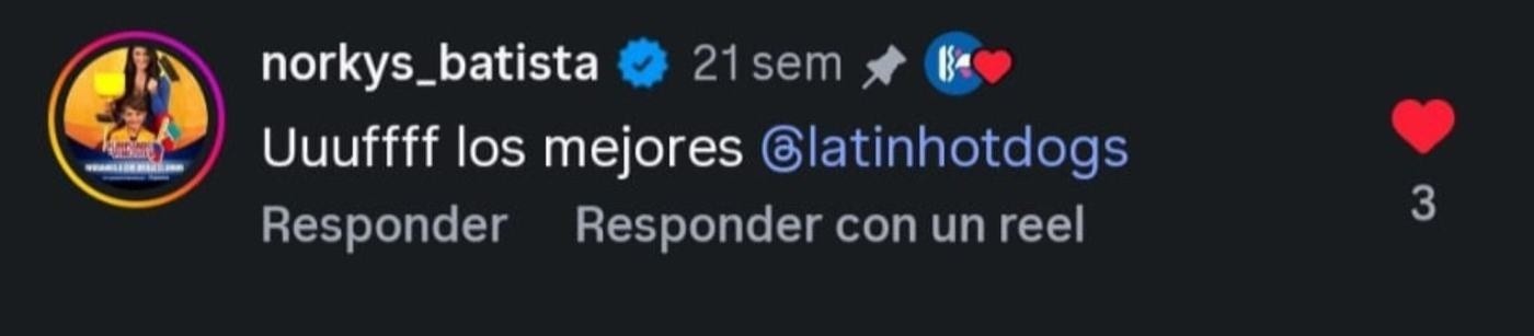 Comentario de cliente Latin Hot Dogs