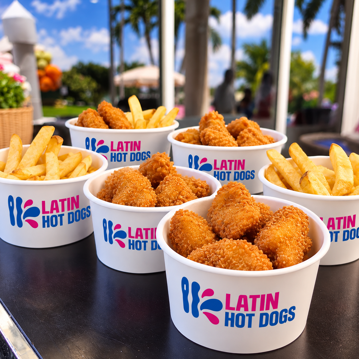 Estación Latin Hot Dogs en evento