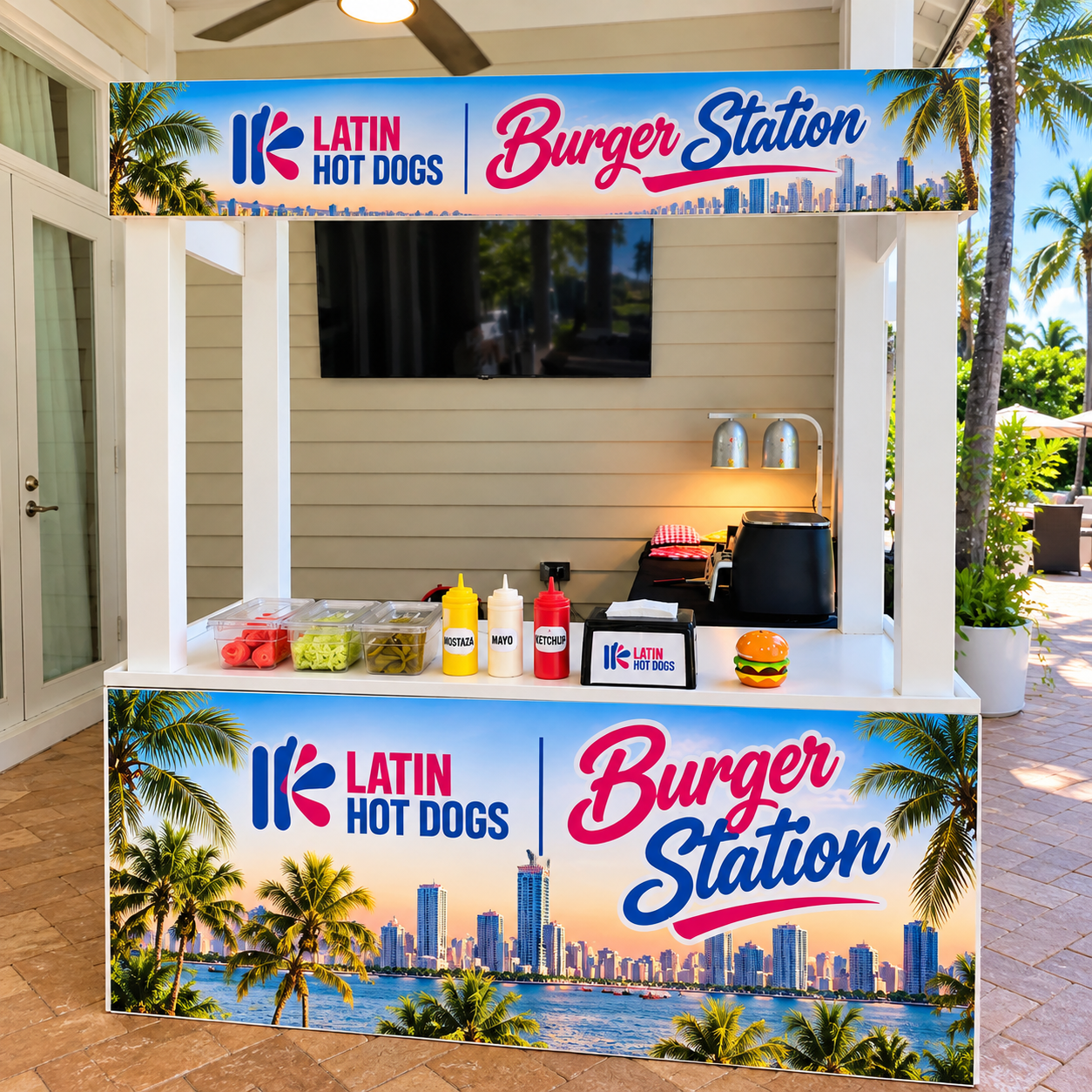 Estación Latin Hot Dogs en evento
